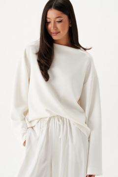 Джемпер свободного кроя из трикотажа с стойкой и отделкой ANNETE A2086 - фото 1