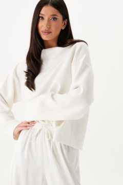 Джемпер свободного кроя из трикотажа с стойкой и отделкой ANNETE A2086 - фото 4