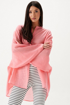 Рубашка свободного кроя из натурального полотна с стойкой ANNETE A2087 - фото 5