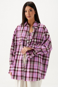 Рубашка из хлопка с мультииколорным принтом и отложным воротником ANNETE A2088 - фото 1