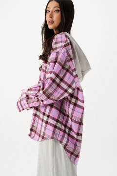 Демисезонная рубашка с капюшоном из хлопка с карманами ANNETE A2091 - фото 5