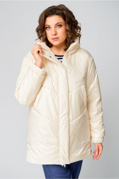 Пальто утепленное плащёвка с капюшоном и регулируемым низом Andina city 7015-25 экрю - фото 1