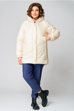 Пальто утепленное плащёвка с капюшоном и регулируемым низом Andina city 7015-25 экрю - фото 4