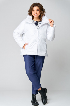 Утепленная куртка плащёва с воротником и карманами Andina city 7016-25 белый - фото 1