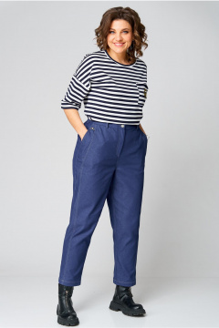 Джинсовые брюки с боковыми карманами и подрезами Andina city 2018-25 синий - фото 1