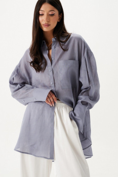 Рубашка свободного кроя из полупрозрачного полотна с карманами ANNETE A2113 - фото 2