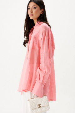 Рубашка свободного кроя из полупрозрачной ткани с крупными карманами ANNETE A2114 - фото 4