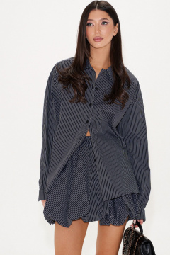 Рубашка прямого кроя с вертикальным принтом и разрезами ANNETE A2115 - фото 1