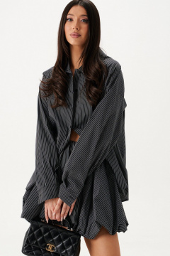 Рубашка прямого кроя с вертикальным принтом и разрезами ANNETE A2115 - фото 5