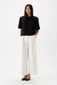 Футболка с подплечниками из хлопка и брендированной нашивкой ANNETE A2122 - фото 2