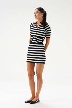 Комплект джемпера и юбки из полосатого трикотажа ANNETE A4259 - фото 2
