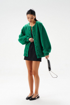 Бомбер из фактурного материала с поясом и широким рукавом ANNETE A5317/1 - фото 5