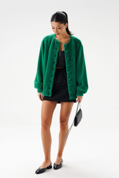 Бомбер из фактурного материала с поясом и широким рукавом ANNETE A5317/1 - фото 2