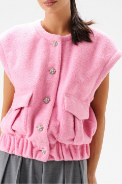 жилет прямого кроя из теплого полотна с накладными карманами ANNETE A5331 - фото 3