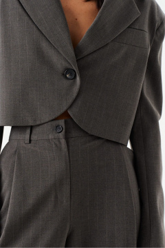 Укороченный жакет из костюмной ткани с полоской ANNETE A5347 - фото 3