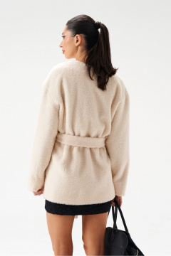 Молочный кардиган из фактурной ткани с объемным рукавом ANNETE A5350 - фото 4