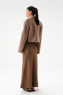 Твидовый жакет прямого кроя из костюмной ткани песочного цвета ANNETE A5355 - фото 5