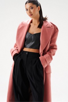 Кардиган двубортный из пальтовой ткани с поясом ANNETE A5363 - фото 3