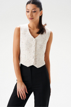 Жилет из букле с пайетками и прорезными карманами ANNETE A5387 - фото 2