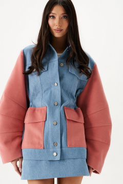Жакет свободный светлый деним с пальтовыми рукавами ANNETE A5442 - фото 4