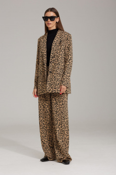 Коричневый комплект из брюк и жакета с леопардовым принтом N.O.W. 1482 - фото 4