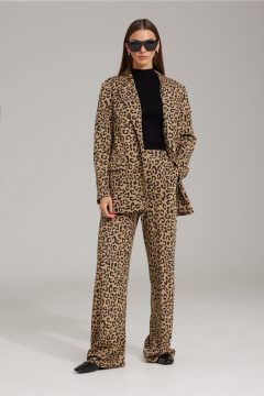 Коричневый комплект из брюк и жакета с леопардовым принтом N.O.W. 1482 - фото 2