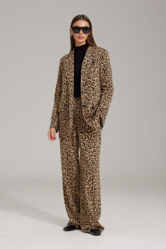 Коричневый комплект из брюк и жакета с леопардовым принтом N.O.W. 1482 - фото 1