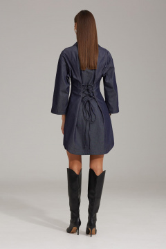 Джинсовое платье с воротником стойка и потайной застежкой N.O.W. 1488 - фото 2