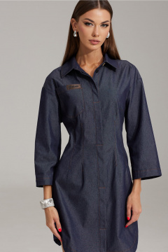 Джинсовое платье с воротником стойка и потайной застежкой N.O.W. 1488 - фото 5