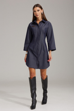 Джинсовое платье с воротником стойка и потайной застежкой N.O.W. 1488 - фото 1