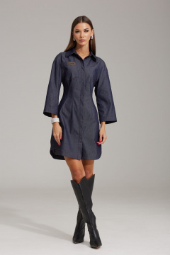 Джинсовое платье с воротником стойка и потайной застежкой N.O.W. 1488 - фото 3