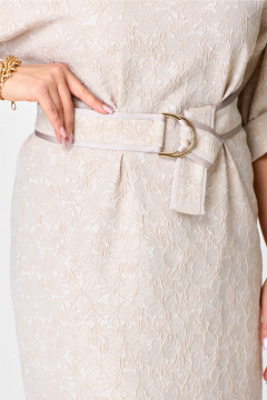 Женское платье из жаккарда со спущенной линией плеч и поясом Bonna Image 976 бежевый - фото 5