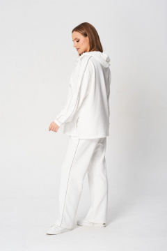 Демисезонный спортивный комплект из трикотажа с капюшоном и карманами Диомант 2039 молочный - фото 5