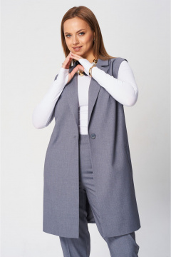 Брюки и жилет деловой комплекта из текстиля SandyNa 130560 дымчато-серый - фото 4