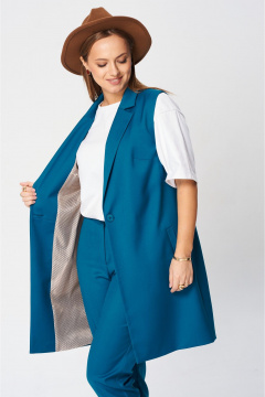 Брюки и жилет деловой комплекта из текстиля SandyNa 130560 новая_морская_волна - фото 3