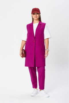 Брюки и жилет деловой комплекта из текстиля SandyNa 130560 фуксия - фото 1
