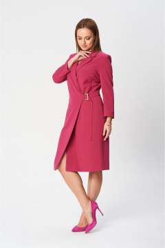 Платье с запахом полуприлегающего силуэта из textиля SandyNa 130131 спелая_малина - фото 2