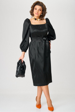 Платье черное облегающее с разрезом и поясом Angelina & Сo 1208 - фото 1