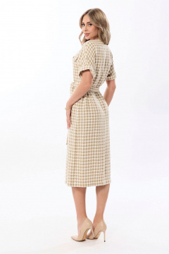 Платье с V-образным вырезом, хлопок, трикотаж, универсальное Golden Valley 44106 бежевый - фото 2