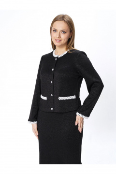 Деловой костюм жакет и юбка в черном трикотажевом стиле Пинск-Стиль 213 черный - фото 2