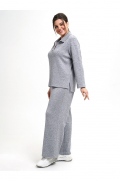 Костюм из трикотажных джемперов и широких брюк серый Пинск-Стиль 215 серый - фото 3