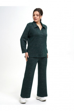 Костюм из трикотажа и брюк с поясом зеленый Пинск-Стиль 215 лесной_зеленый - фото 3