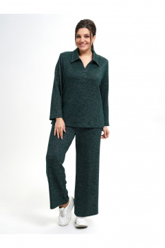 Костюм из трикотажа и брюк с поясом зеленый Пинск-Стиль 215 лесной_зеленый - фото 1