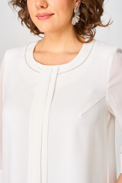 Нарядное двухслойное платье из легкого шифона БАГРЯНИЦА 5080 белый - фото 5