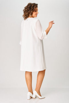 Нарядное двухслойное платье из легкого шифона БАГРЯНИЦА 5080 белый - фото 3