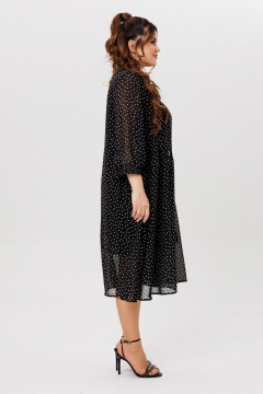 Черное платье на торжество из шифона с воланами Michel chic 2164 черный,горох - фото 5