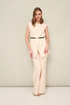 Брюки и жилет из костюмной ткани бежевый деловой стиль PUR PUR 11-346/2 - фото 1