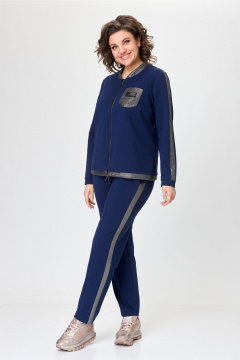 Костюм спортивный с зауженными брюками и укороченным жакетом Bonna Image 845 синий - фото 4