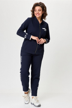 Костюм из трикотажа: бомбер и зауженные брюки спорт-шик Bonna Image 889 синий - фото 5
