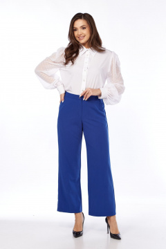 Классические брюки с костюмной тканью и притачным поясом Abbi 2027 синий - фото 1